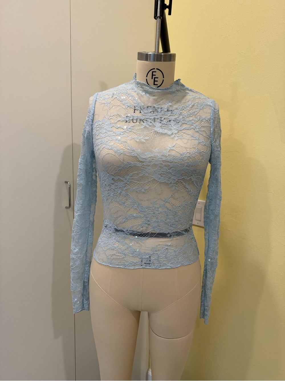 Wild Fable from Target Light Blue Lace Long-Sleeve T-shirt
